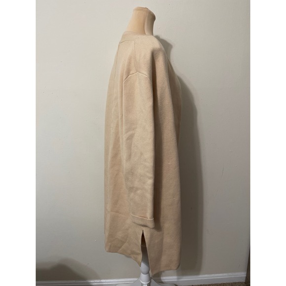 Womens Beige Knit Open Front Long Sleeve Cardigan Sweater Casual Minimalist M - Picture 3 of 7